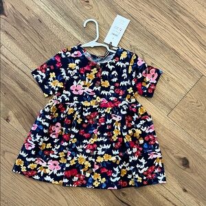 NWT Joules Girls Floral Navy Short-Sleeve Dress